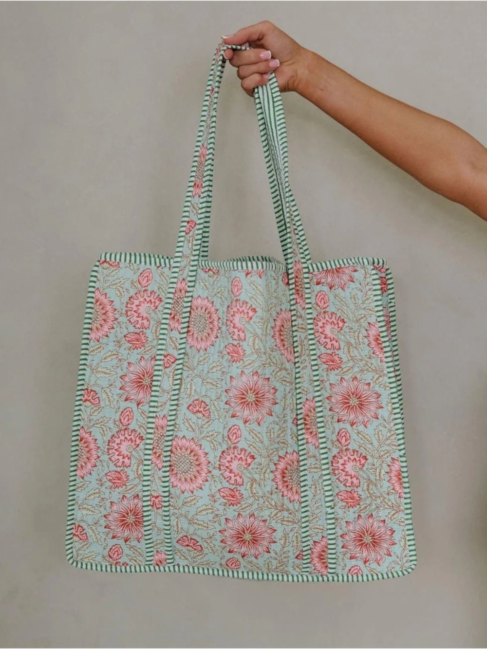 Adley Floral Tote Bag-Mint Green